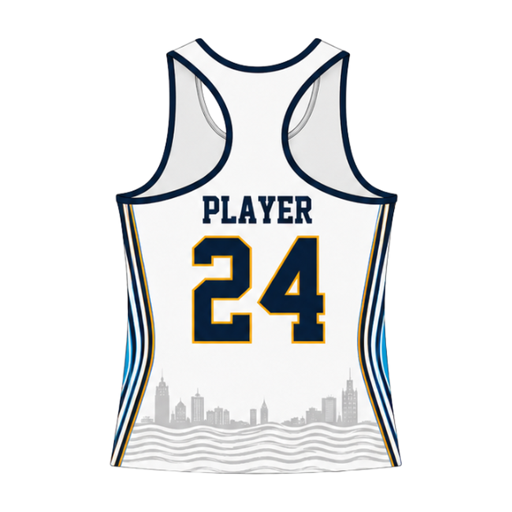 Milwaukee Coed Lacrosse Women's Racerback Reversible Pinnie - White / Deep Royal - white side back