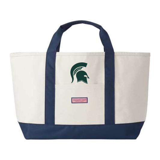 Skyline Spartans Lacrosse Vineyard Vines Captain Tote — Natural