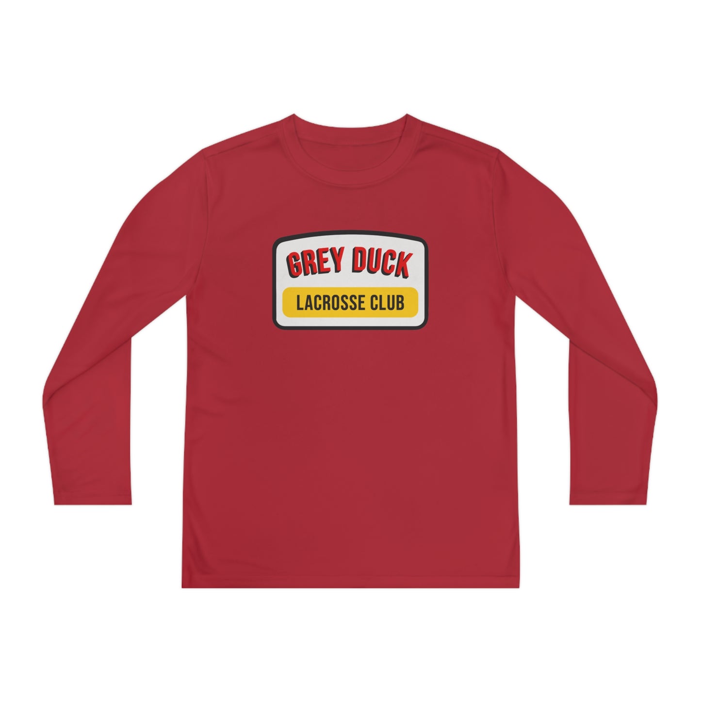 Youth Grey Duck Lacrosse Sport-Tek Performance Long Sleeve Shirt
