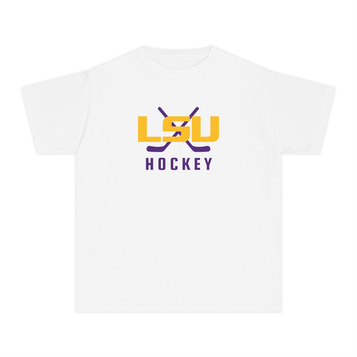 Youth LSU Ice Hockey Comfort Colors Garment Dyed T-Shirt