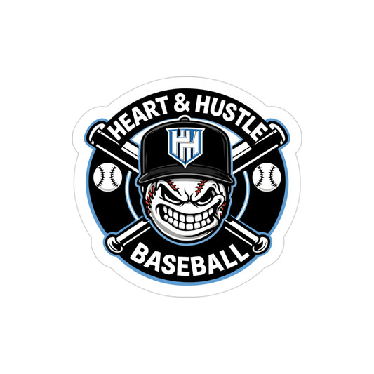 Heart and Hustle Baseball Transparent Die-Cut Outdoor Sticker