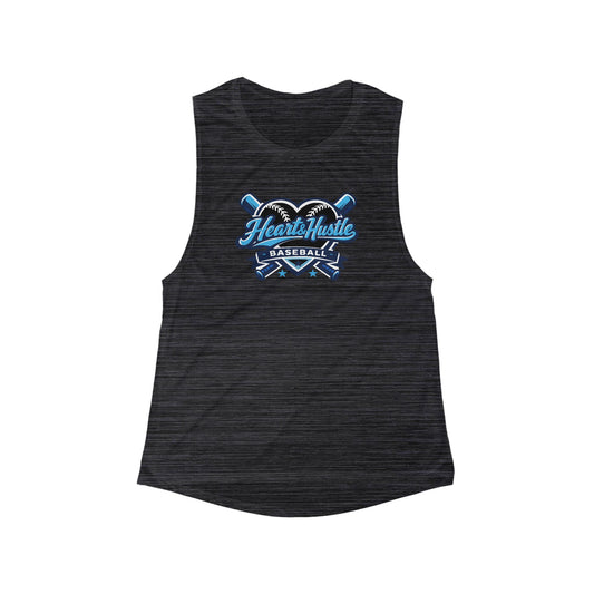 Women's Heart and Hustle Baseball Bella + Canvas Flowy Scoop Sport Tank