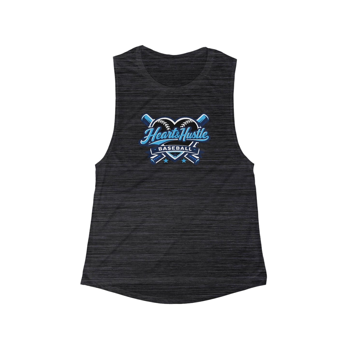Women's Heart and Hustle Baseball Bella + Canvas Flowy Scoop Sport Tank