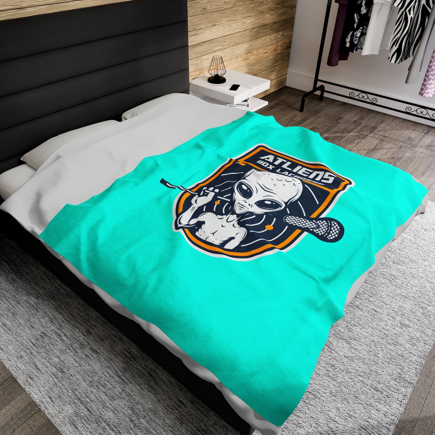 ATLiens Box Lacrosse Velveteen Plush Blanket (60" x 80")