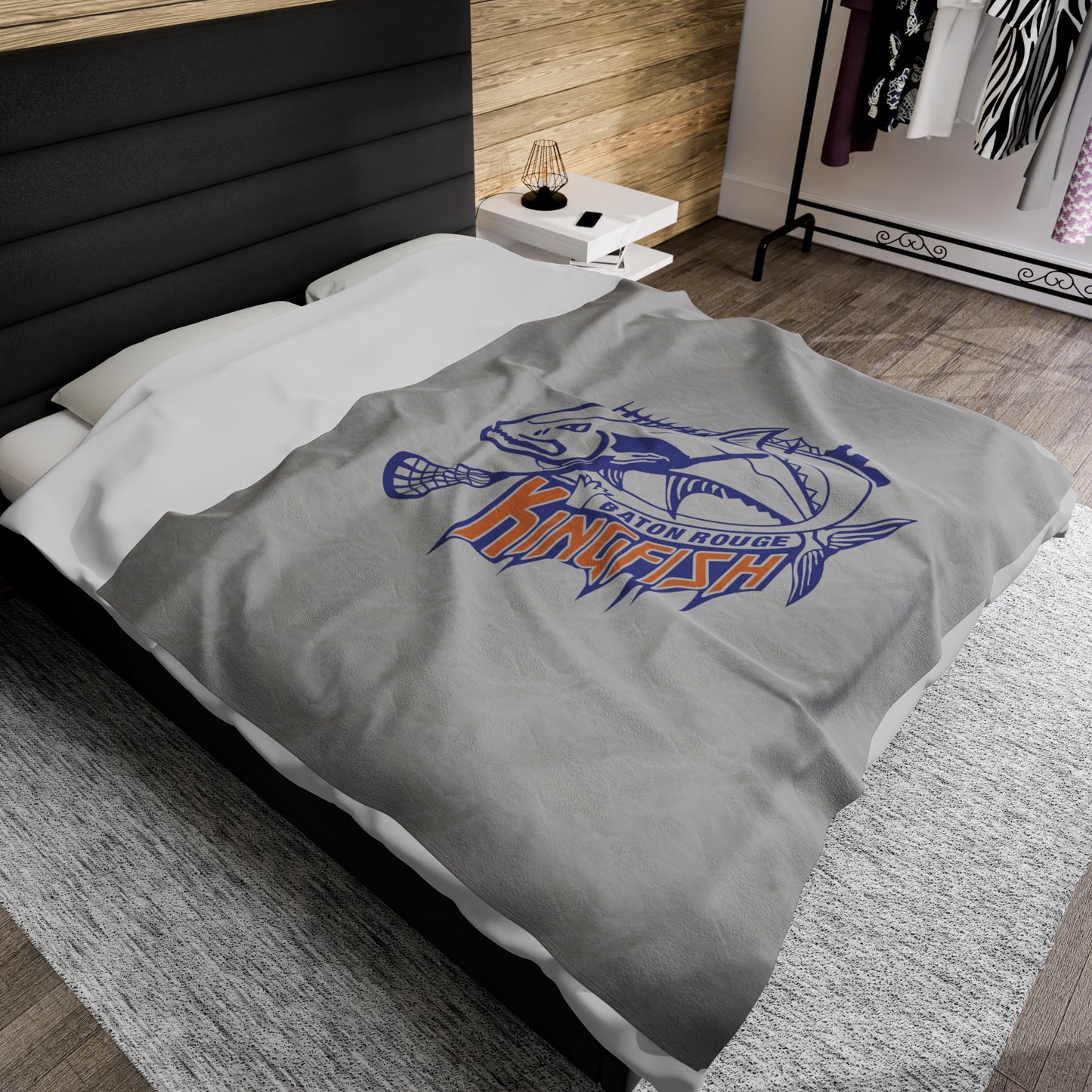 Kingfish Lacrosse Velveteen Plush Blanket