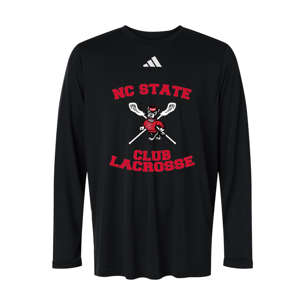 NC State Club Lacrosse Adidas Men's Pregame Long Sleeve T-Shirt - Black