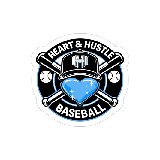 Heart and Hustle Baseball Transparent Die-Cut Outdoor Sticker