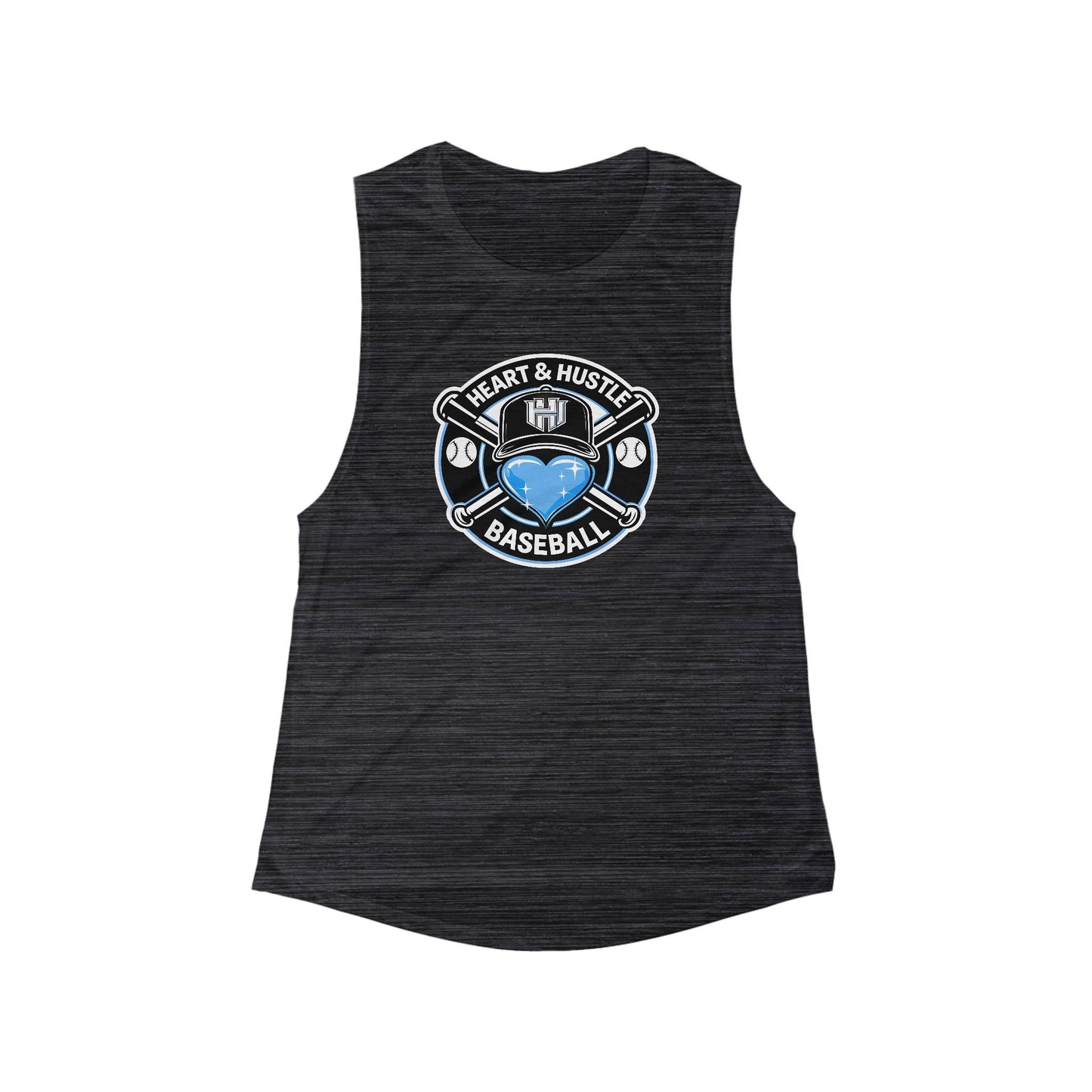 Women's Heart and Hustle Baseball Bella + Canvas Flowy Scoop Sport Tank
