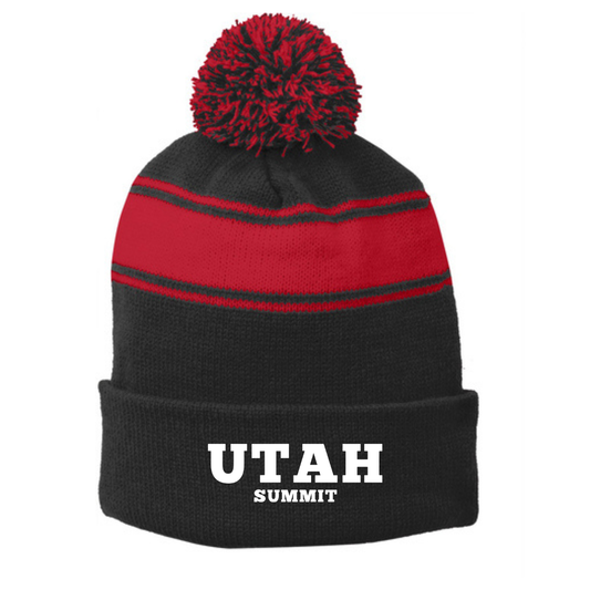 Utah Summit LC Sport-Tek Stripe Pom Pom Beanie