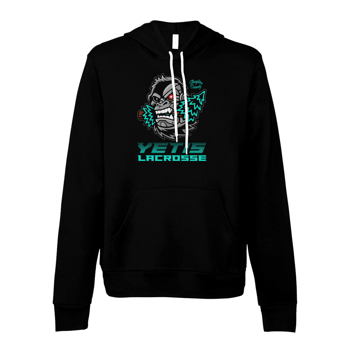 Adult Slaughter County Yetis Lacrosse Bella + Canvas Sponge Fleece Pullover Hoodie
