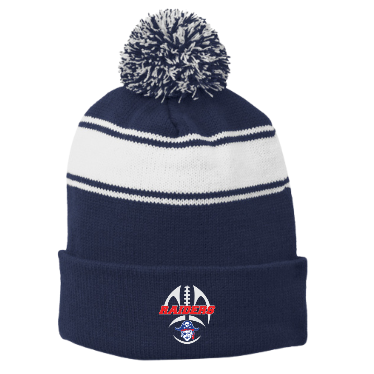 Fairport Raiders Stripe Pom Pom Beanie