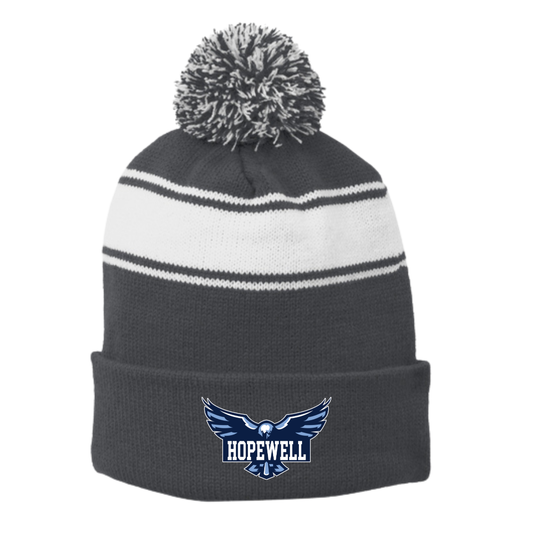 Hopewell Hawks Stripe Pom Pom Beanie