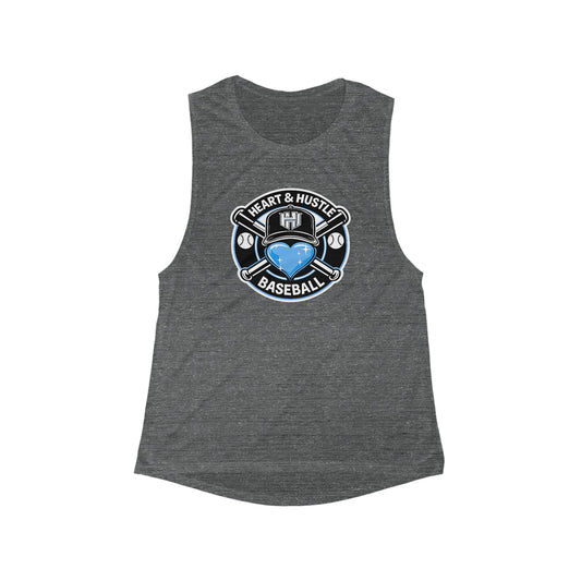 Women's Heart and Hustle Baseball Bella + Canvas Flowy Scoop Sport Tank