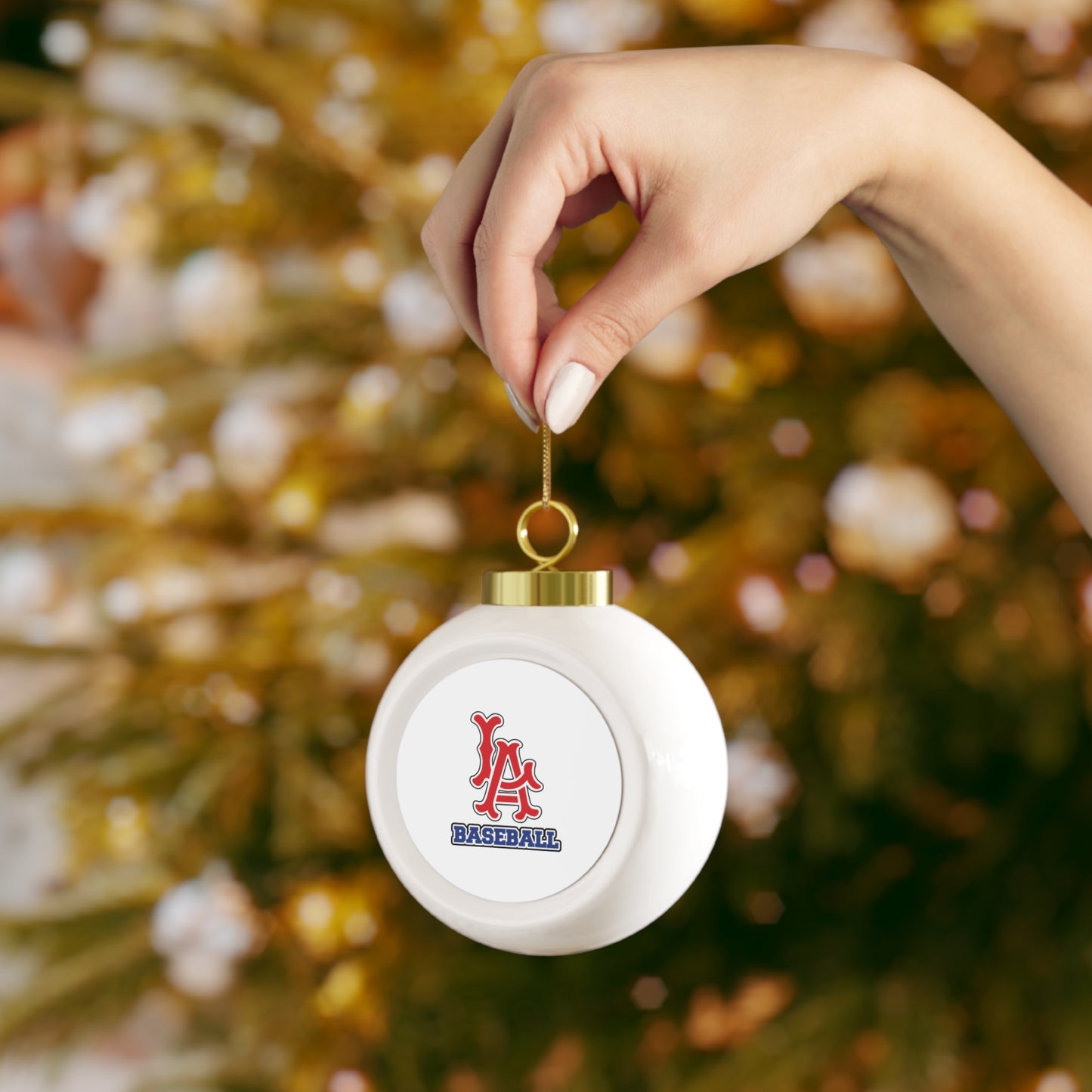 LA Baseball Christmas Ball Ornament