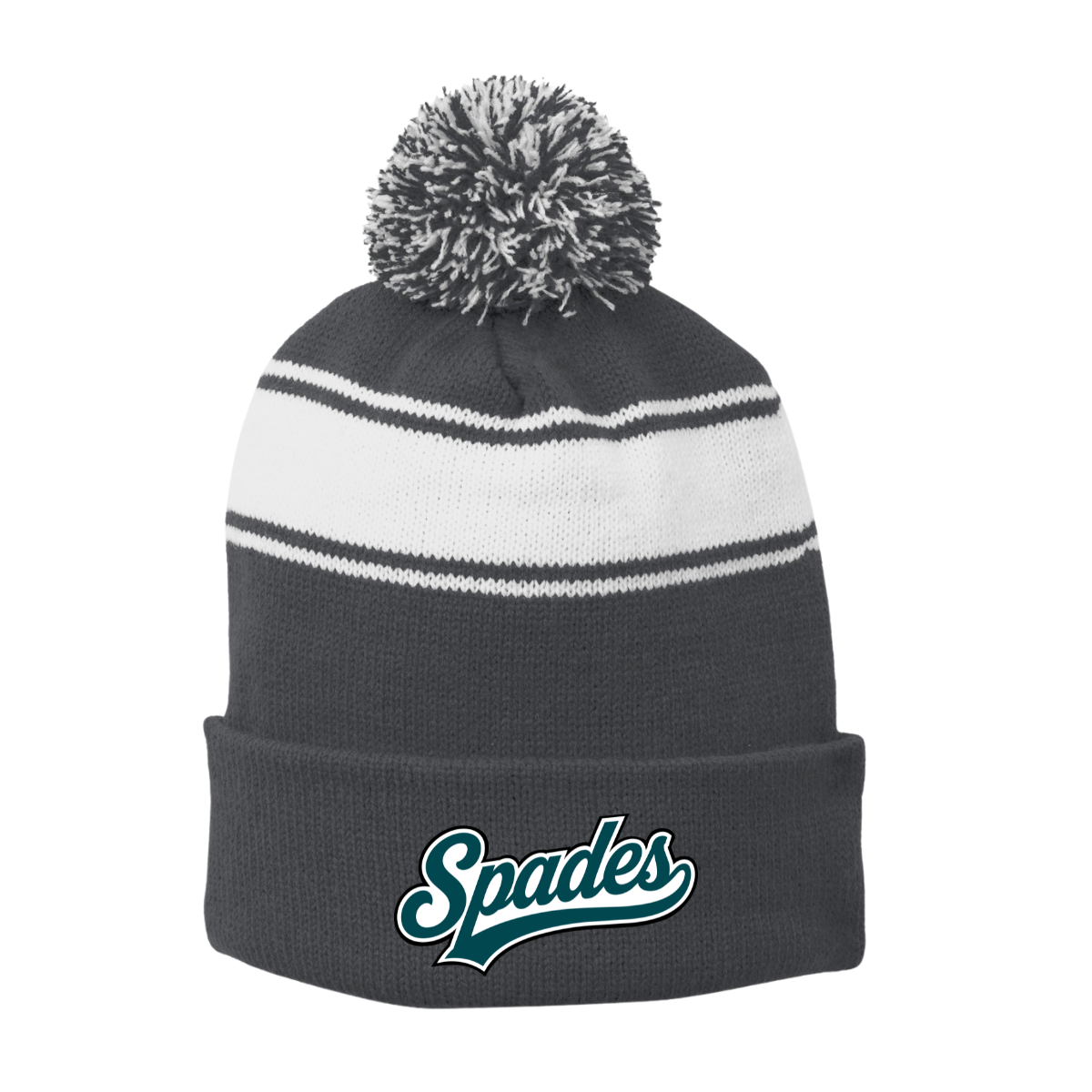 South Bay Spades Stripe Pom Pom Beanie
