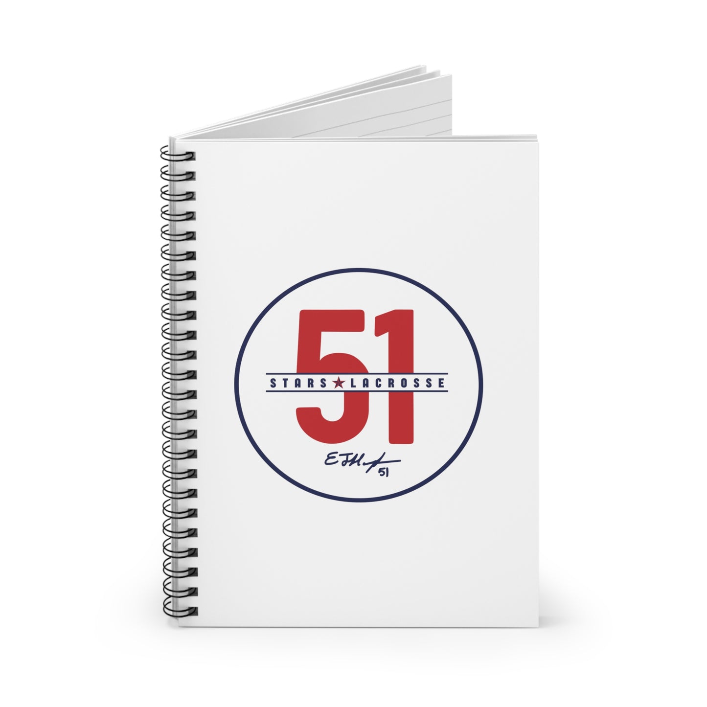 51 Stars Lacrosse Spiral Notebook - Ruled Line