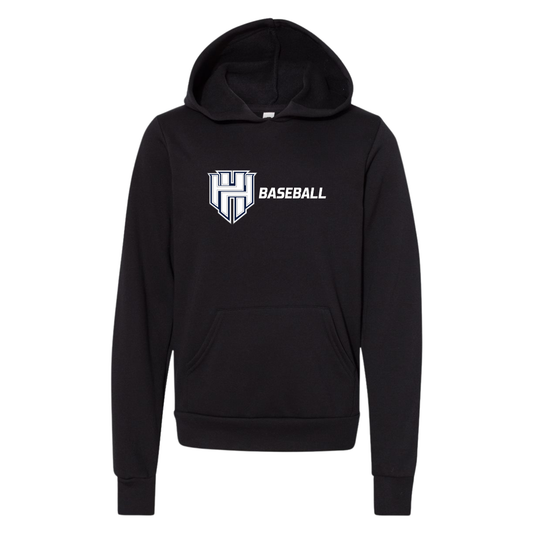 Youth Heart and Hustle Baseball Bella + Canvas Sponge Fleece Hoodie