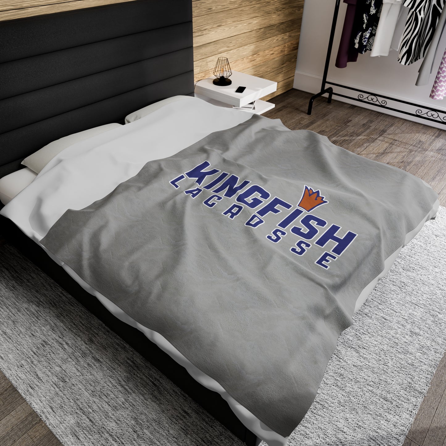Kingfish Lacrosse Velveteen Plush Blanket