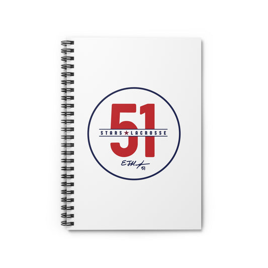 51 Stars Lacrosse Spiral Notebook - Ruled Line