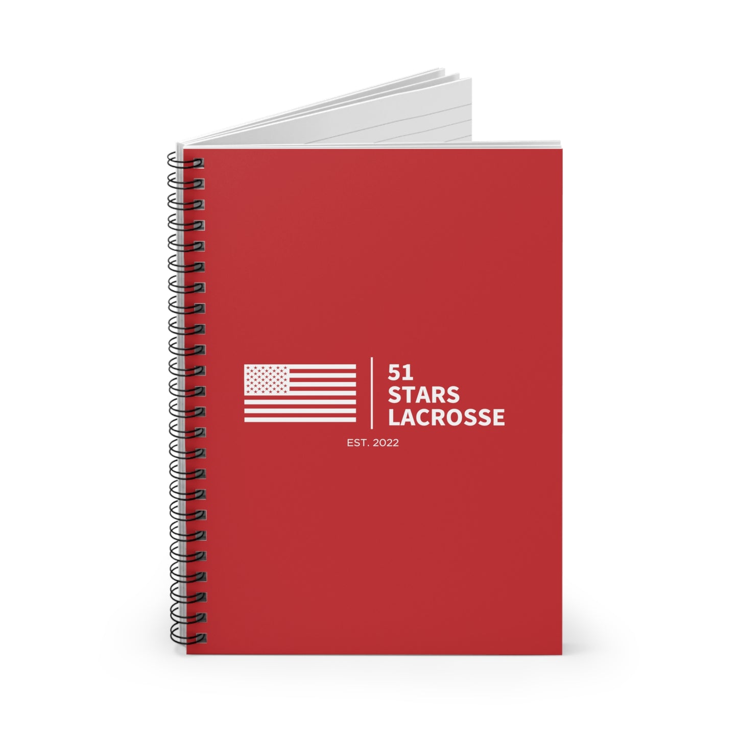 51 Stars Lacrosse Spiral Notebook - Ruled Line