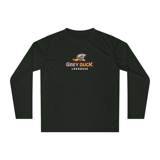 Adult Grey Duck Lacrosse Team 365 Performance Long Sleeve Shirt