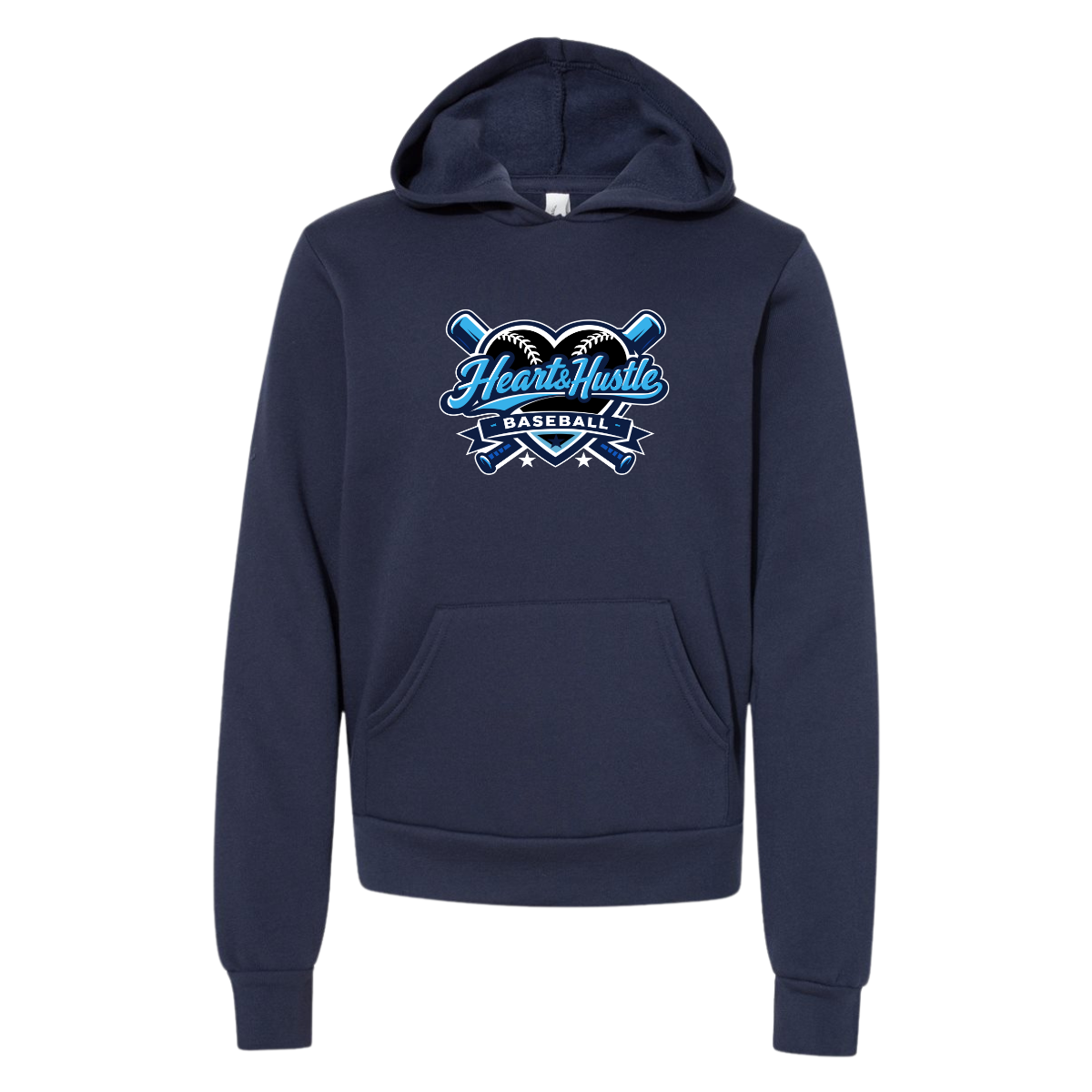 Youth Heart and Hustle Baseball Bella + Canvas Sponge Fleece Hoodie