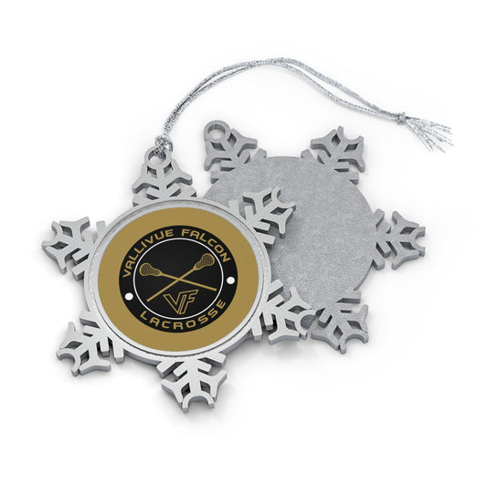 Vallivue Lacrosse Pewter Snowflake Ornament