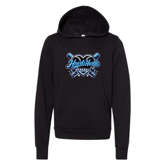Youth Heart and Hustle Baseball Bella + Canvas Sponge Fleece Hoodie