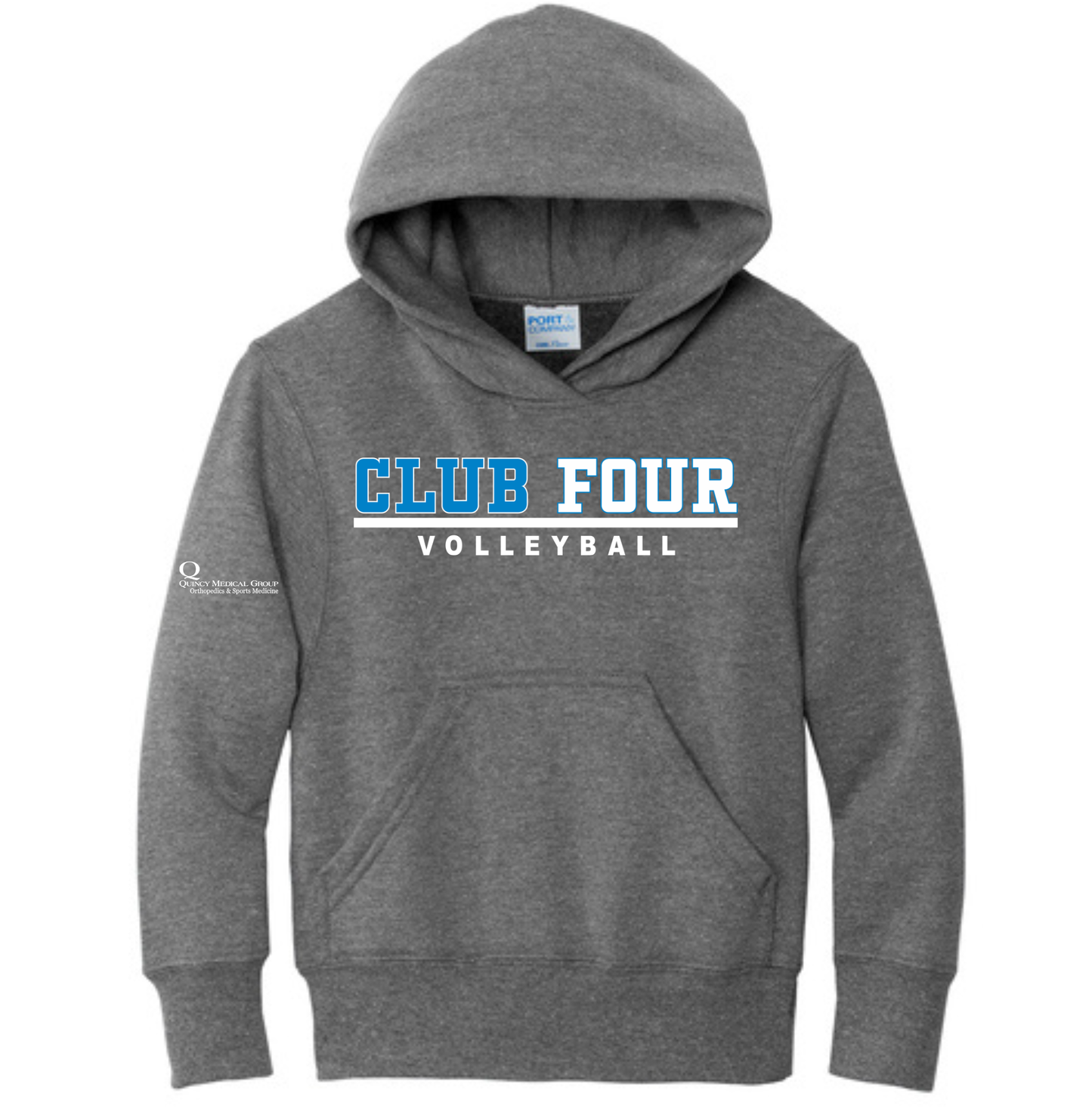 Club Four Volleyball Port & Co Core Fleece Hoodie - Graphite Heather