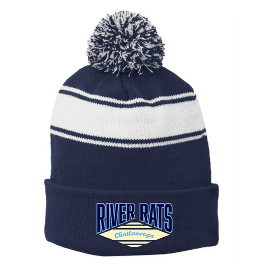 River Rats Stripe Pom Pom Beanie