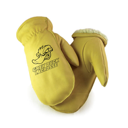 (Limited Time Item) Grey Duck Deerskin Sherpa Lined Chopper Gloves - Laser Engraved