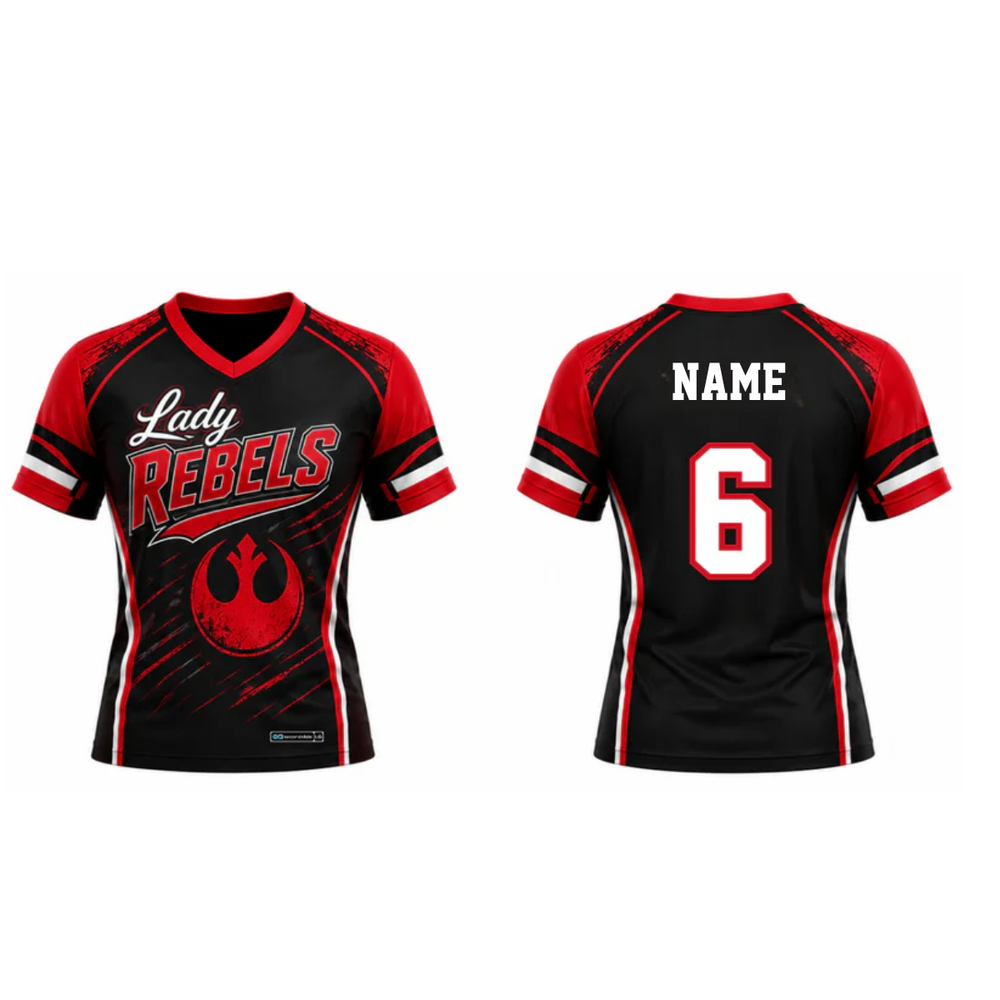 Lady Rebels Flag Football Jersey — Front and Back
