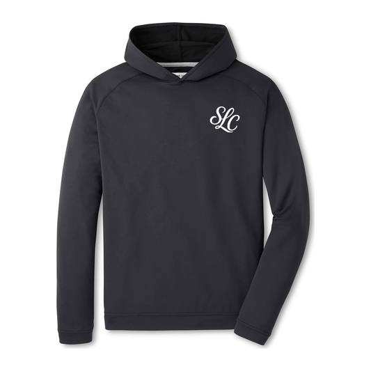 Adult Stallions Lacrosse Peter Millar Pine Performance Hoodie - Black - SLC monogram