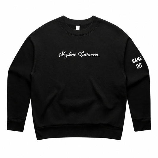 Women's Skyline Spartans Lacrosse AS Colour Relax Crew - Personalized - Black front with personalized left-sleeve name and number