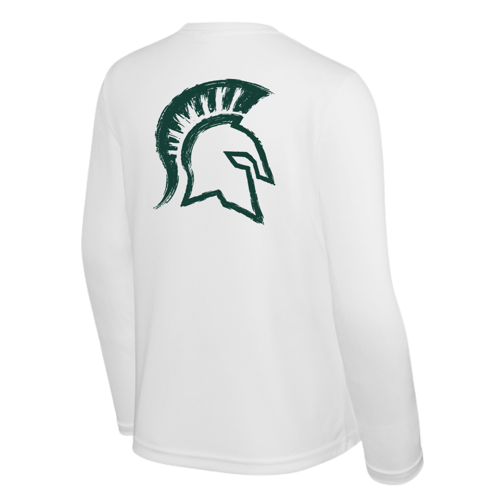 Youth Spartans Lacrosse Sport-Tek Long Sleeve Competitor Tee - Personalized - White back
