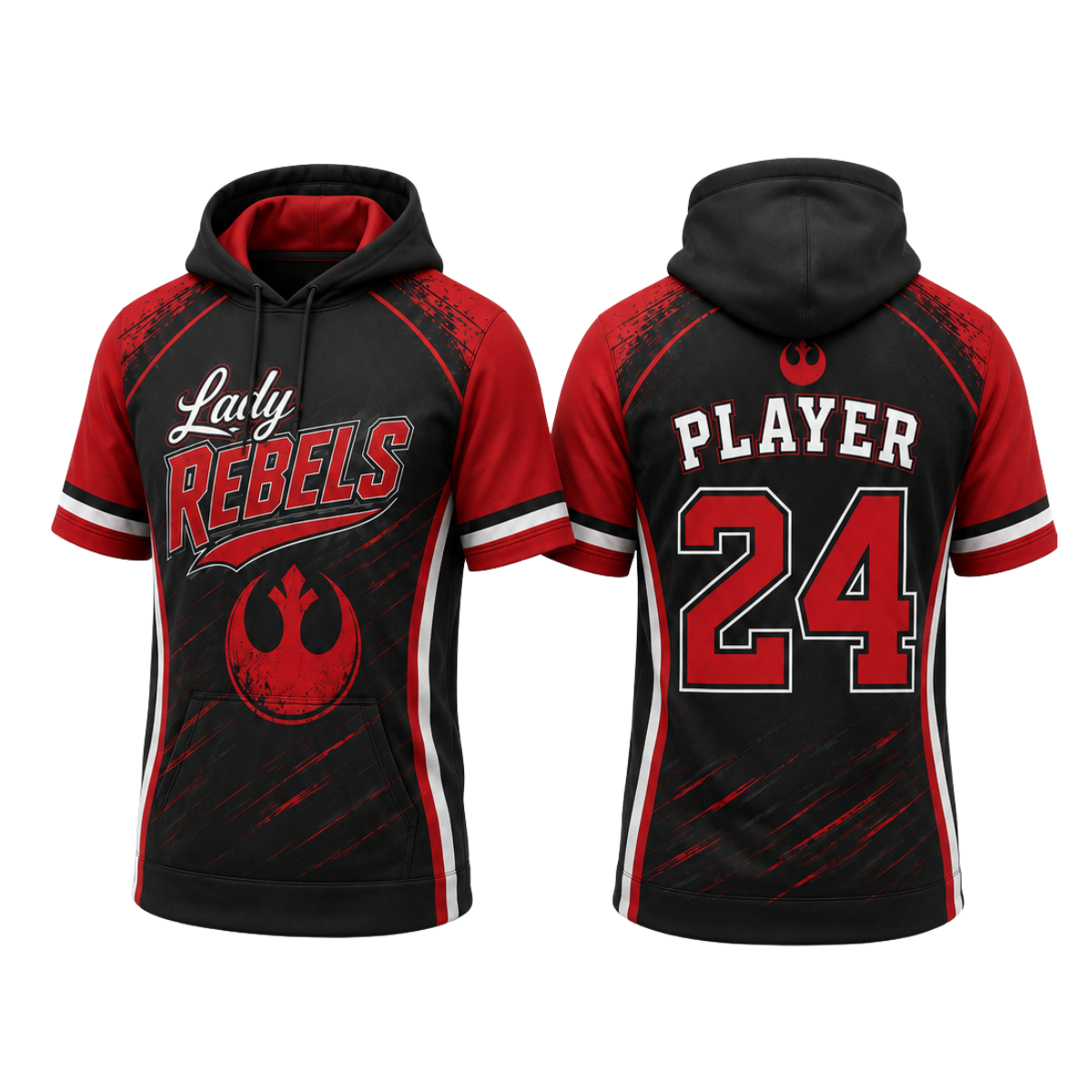 Secondslide Short Sleeve Hoodie - Player player personalization mockup