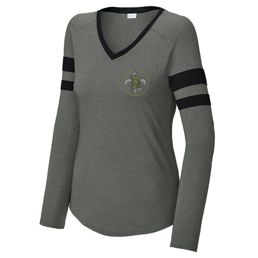 Women's NOD SRT Sport-Tek Halftime Stripe V-Neck LS