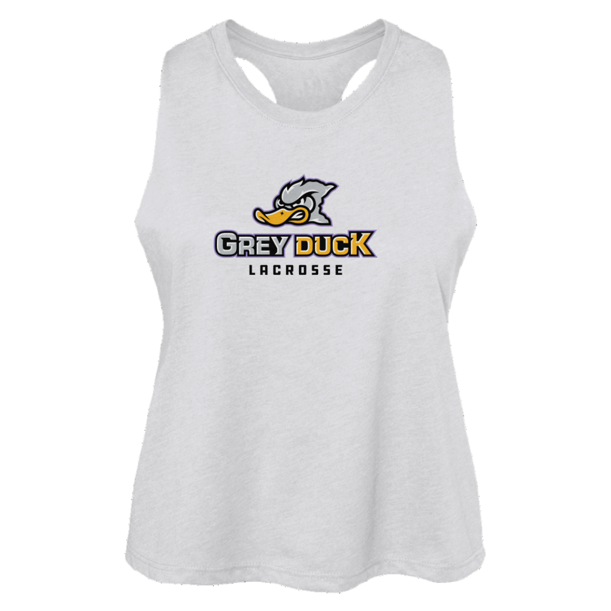 Women's Grey Duck Lacrosse Bella + Canvas Racerback Cropped Tank