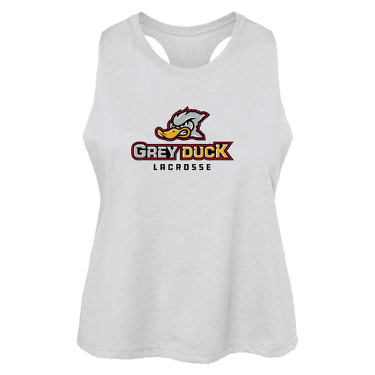 Women's Grey Duck Lacrosse Bella + Canvas Racerback Cropped Tank