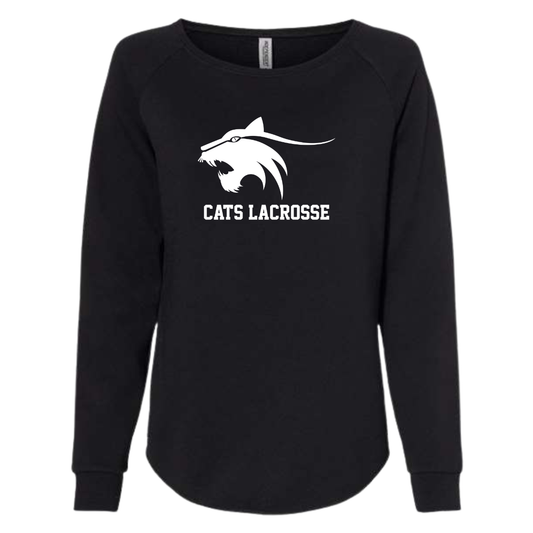 Women's Springdale Wildcats Lacrosse ITC Wave Wash Crewneck Sweatshirt