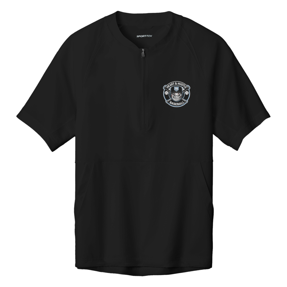 Adult Heart and Hustle Baseball Sport-Tek 1/2 Zip Short Sleeve Jacket