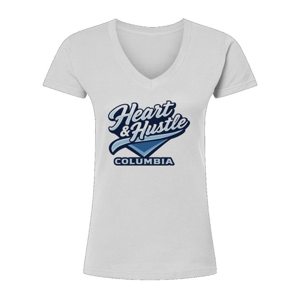 Women's Heart and Hustle Baseball Tultex V-Neck T-Shirt