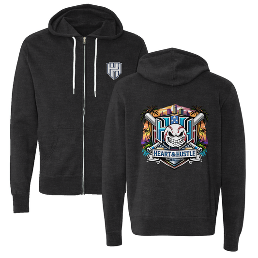 Adult Heart and Hustle Baseball ITC Lightweight Full Zip Hoodie
