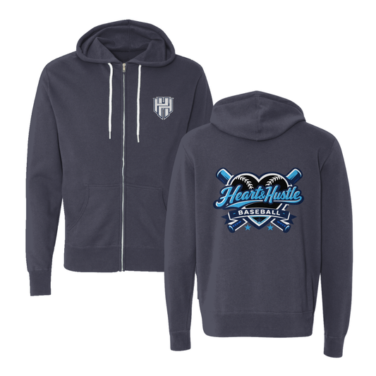 Adult Heart and Hustle Baseball ITC Lightweight Full Zip Hoodie