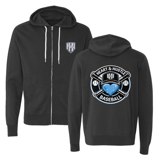 Adult Heart and Hustle Baseball ITC Lightweight Full Zip Hoodie
