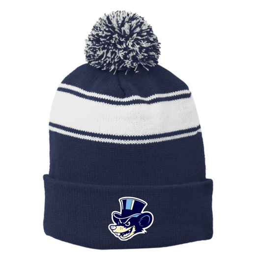 River Rats Stripe Pom Pom Beanie