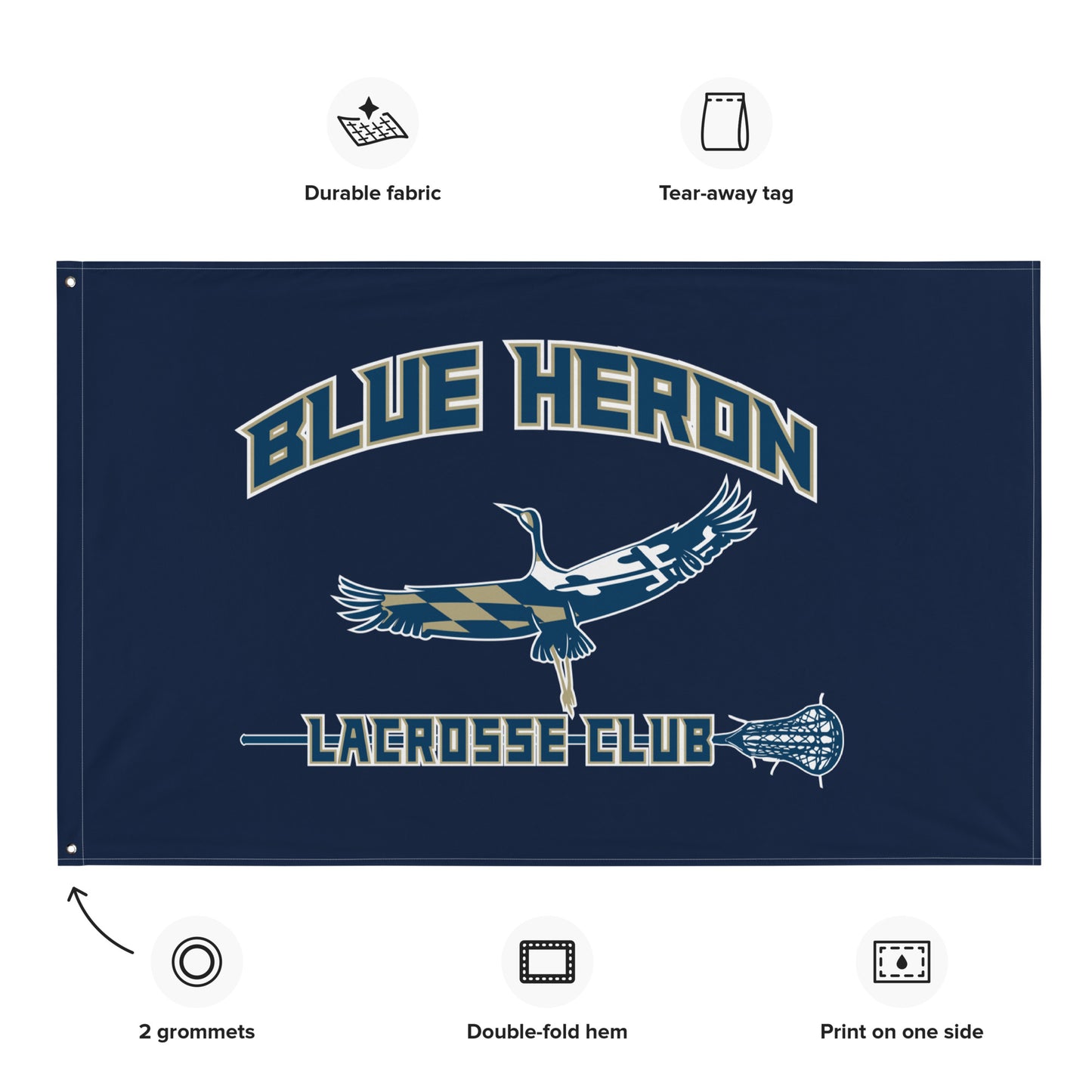 Blue Heron Lacrosse Wall Flag (1-Sided)