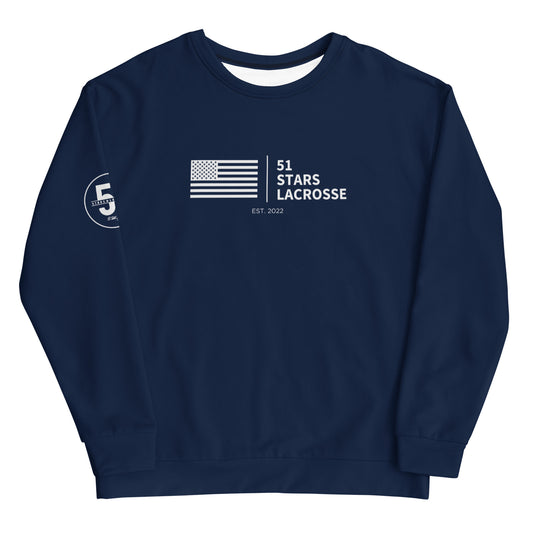 Adult 51 Stars Lacrosse Corner Crewneck Sweatshirt