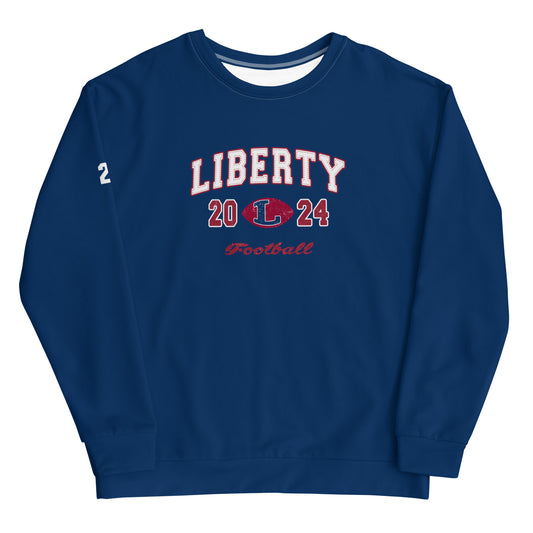 Adult Liberty Football Performance Crewneck Sweatshirt - Personalized