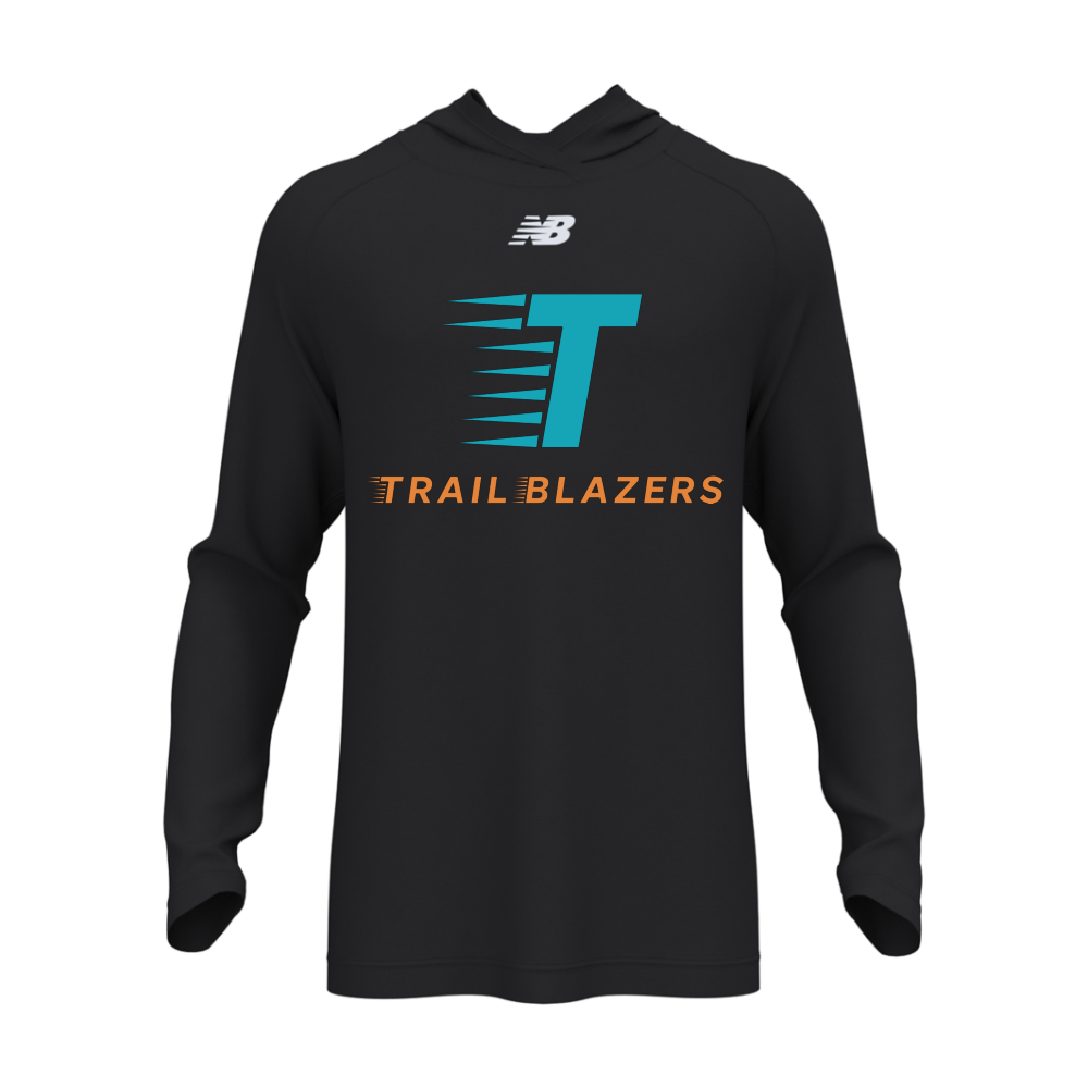 Trailblazers New Balance Athletics Hoodie in black with the original teal and orange Trailblazers print